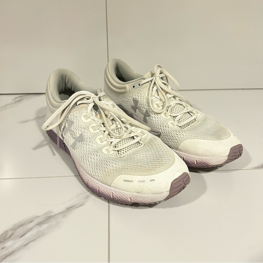 Under Armour Charged Bandit White and Lavender Athletic Shoes Size 10
